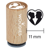 Timbre Mini Woodies - Couple nuptial dans le coeur - WM-0304