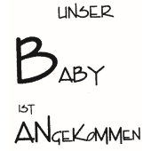 Timbro con testo &quot;Unser BABY ist angekommen&quot; - F-5305