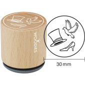 Timbro con motivo Woodies - Scarpa da sposa colomba con cappello a cilindro - W-18005